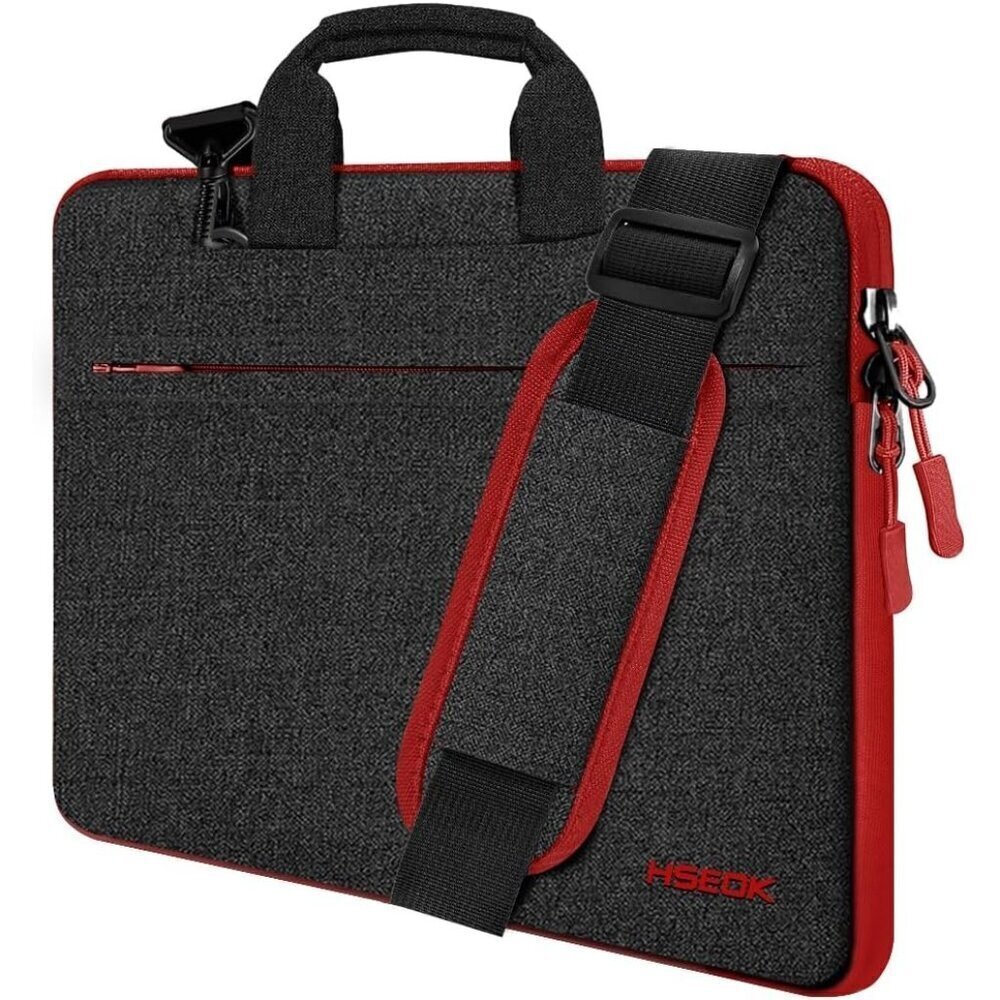 ✨ Men Black Shoulder Bag Compatible Briefcase with Front Inverted Laptop Bag